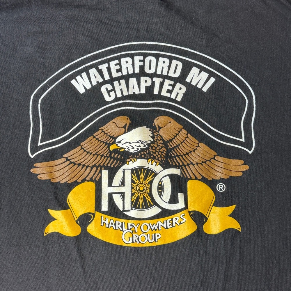 Vintage Hanes Shirt Mens L Long Sleeve Beefy-T Black HOG Waterford MI Chapter - Picture 7 of 12